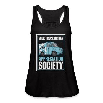 Milk Funny Milk Truck - Women's Flowy Tank Top by Bella - black - Front - Julia (174cm)