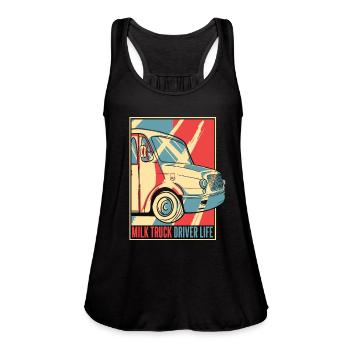 Milk Funny Milk Truck - Women's Flowy Tank Top by Bella - black - Front - Julia (174cm)