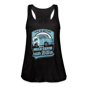 Milk Funny Milk Truck - Women's Flowy Tank Top by Bella - black - Front - Julia (174cm)