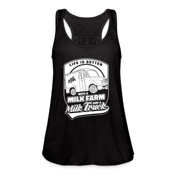 Milk Milk Truck - Women's Flowy Tank Top by Bella - black - Front - Julia (174cm)