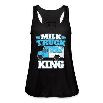 Milk King Milk Truck - Women's Flowy Tank Top by Bella - black - Front - Julia (174cm)