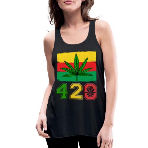 Farcical 420 Herb Flag Weed Marijuana Design - Women's Flowy Tank Top by Bella