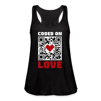 QR Code Heart Coded On Love - Women's Flowy Tank Top by Bella - black - Front - Julia (174cm)