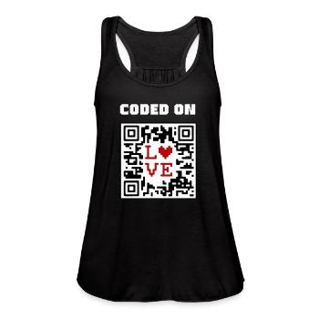 QR Code Heart Coded On Love - Women's Flowy Tank Top by Bella - black - Front - Julia (174cm)