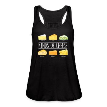 Kinds Of Cheese Cheese Dairy Cheese Lover Snack - Women's Flowy Tank Top by Bella - black - Front - Julia (174cm)