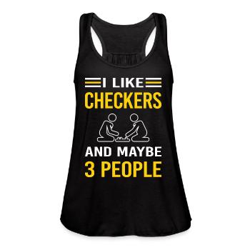 3 People Checkers - Women's Flowy Tank Top by Bella - black - Front - Julia (174cm)