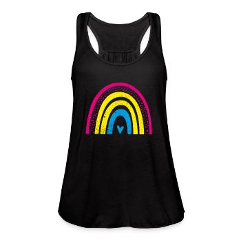 Pan rainbow pan flag queer LGBT pansexual - Women's Flowy Tank Top by Bella - black - Front - Julia (174cm)