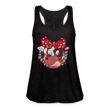 Cow - Women's Flowy Tank Top by Bella - black - Front - Julia (174cm)