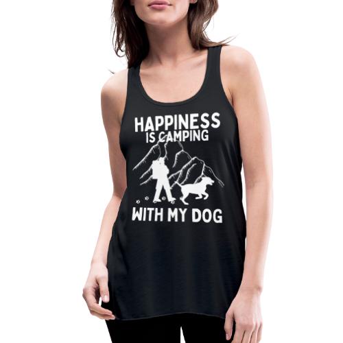 Happiness Is Camping With My Dog Funny Camping Dog - Women's Flowy Tank Top by Bella