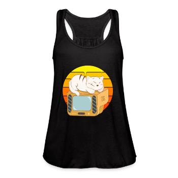Cat Tv Sunset - Women's Flowy Tank Top by Bella - black - Front - Julia (174cm)
