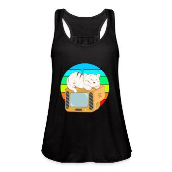 Cat Tv Sunset - Women's Flowy Tank Top by Bella - black - Front - Julia (174cm)