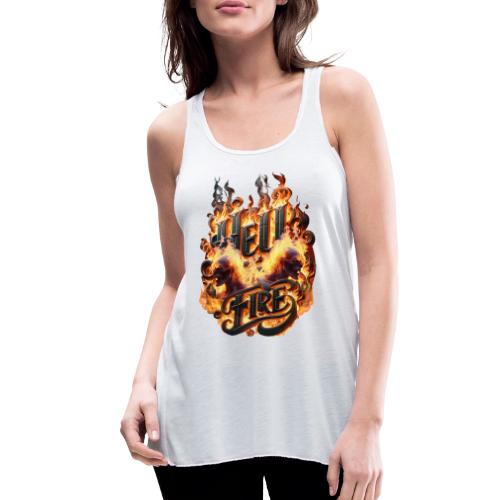 Hell Fire: Demonic Skulls Burn in Eternal Flames - Women's Flowy Tank Top by Bella