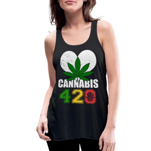 Sidesplitting 420 Love Herb Weed Marijuana Design - Women's Flowy Tank Top by Bella