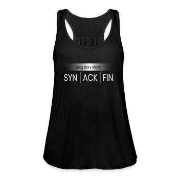 Long Story Short SYN ACK FIN Computer Hacker - Women's Flowy Tank Top by Bella - black - Front - Julia (174cm)