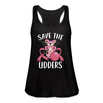 Save The Udders Breast Cancer Awareness Supporter - Women's Flowy Tank Top by Bella - black - Front - Julia (174cm)