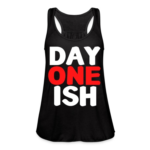 DAY ONE ISH (in white & red) - Women's Flowy Tank Top by Bella