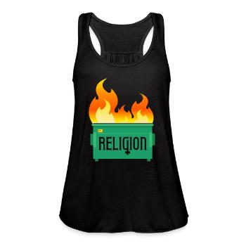 Religion Dumpster Fire - Women's Flowy Tank Top by Bella - black - Front - Julia (174cm)