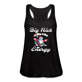 Big Nick Energy, Retro Santa - Women's Flowy Tank Top by Bella - black - Front - Julia (174cm)