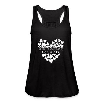 Activity Professionals Shirt, Activity Assistants - Women's Flowy Tank Top by Bella - black - Front - Julia (174cm)