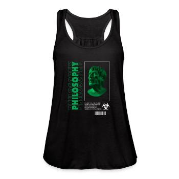 Philiosophy Streetwear - Women's Flowy Tank Top by Bella - black - Front - Julia (174cm)