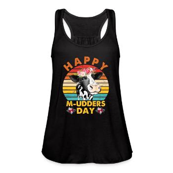 Happy M-Udders Day - Women's Flowy Tank Top by Bella - black - Front - Julia (174cm)