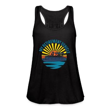 Pontoon Boat My Retiret Vehicle Boating - Women's Flowy Tank Top by Bella - black - Front - Julia (174cm)