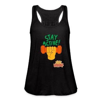 Stay active ! - Women's Flowy Tank Top by Bella - black - Front - Julia (174cm)
