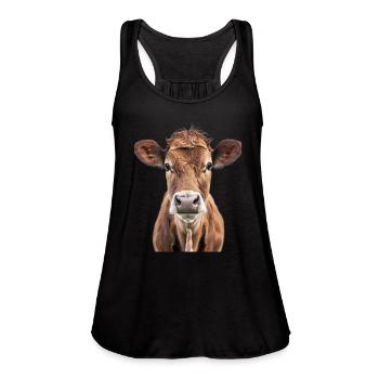 Cow - Women's Flowy Tank Top by Bella - black - Front - Julia (174cm)