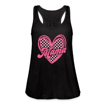 Retro Checkered Mama - Women's Flowy Tank Top by Bella - black - Front - Julia (174cm)