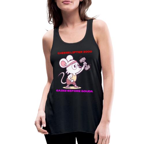 Cheese Lifter 3000 | Funny Gym Rat Mouse tshirt - Women's Flowy Tank Top by Bella