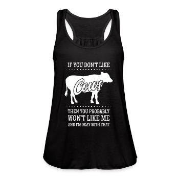 cow cow moo cows milk cow cattle calf Cow - Women's Flowy Tank Top by Bella - black - Front - Julia (174cm)