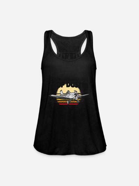 Professional Crop Duster Pilot, Aerial - Women's Flowy Tank Top by Bella - black