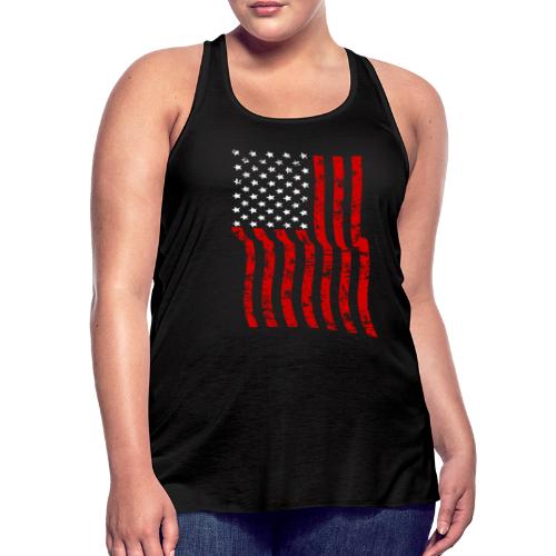 Vintage Waving USA Flag Patriotic T-Shirts Design - Women's Flowy Tank Top by Bella