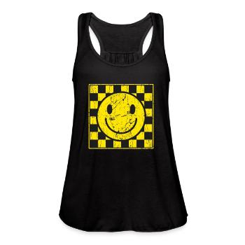 Checker Smile - Women's Flowy Tank Top by Bella - black - Front - Julia (174cm)