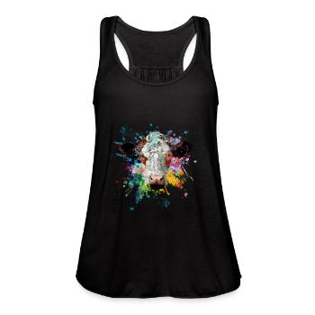 Cow Cows Cow Head Farmer Agriculture - Women's Flowy Tank Top by Bella - black - Front - Julia (174cm)