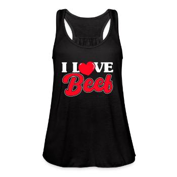 I Love Beef - Women's Flowy Tank Top by Bella - black - Front - Julia (174cm)