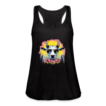 Cow Cow Head Cows Agricultural Cowbauer - Women's Flowy Tank Top by Bella - black - Front - Julia (174cm)