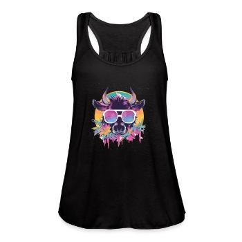 Cow Cow Head Cows Agricultural Cowbauer - Women's Flowy Tank Top by Bella - black - Front - Julia (174cm)