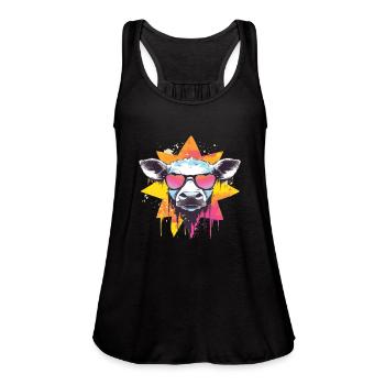 Cow Cow Head Cows Agricultural Cowbauer - Women's Flowy Tank Top by Bella - black - Front - Julia (174cm)