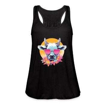 Cow Cow Head Cows Agricultural Cowbauer - Women's Flowy Tank Top by Bella - black - Front - Julia (174cm)