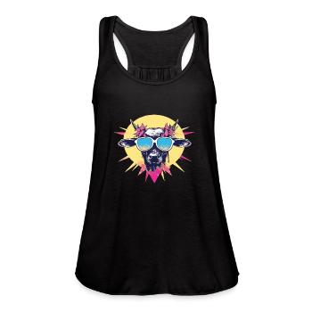 Cow Cow Head Cows Agricultural Cowbauer - Women's Flowy Tank Top by Bella - black - Front - Julia (174cm)