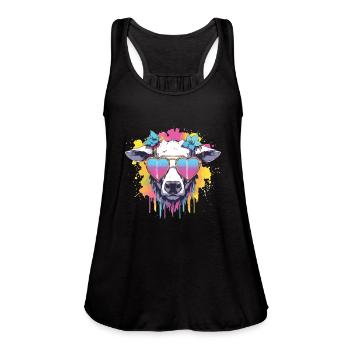 Cow Cow Head Cows Agricultural Cowbauer - Women's Flowy Tank Top by Bella - black - Front - Julia (174cm)