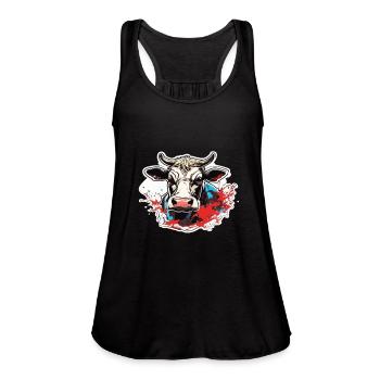 Cow Cow Skull Cows Farming Cow Head - Women's Flowy Tank Top by Bella - black - Front - Julia (174cm)