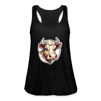 Cow Cows Cow Head Agriculture Farmer - Women's Flowy Tank Top by Bella - black - Front - Julia (174cm)