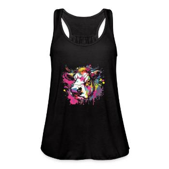 Cow Cows Cow Head Agriculture Farmer - Women's Flowy Tank Top by Bella - black - Front - Julia (174cm)