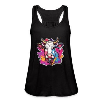 Cow Cows Cow Head Agriculture Farmer - Women's Flowy Tank Top by Bella - black - Front - Julia (174cm)