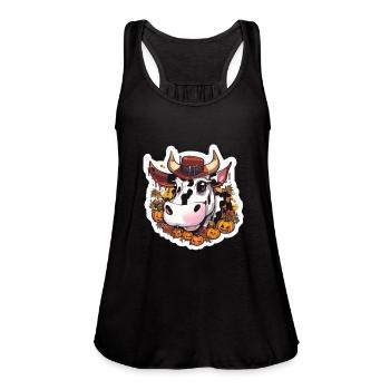 Kug Cow Halloween Cow Skull Cow Head Cows - Women's Flowy Tank Top by Bella - black - Front - Julia (174cm)