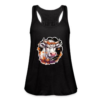 Kug Cow Halloween Cow Skull Cow Head Cows - Women's Flowy Tank Top by Bella - black - Front - Julia (174cm)