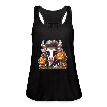 Cow Halloween Dairy Cow Cows Cow Skull - Women's Flowy Tank Top by Bella - black - Front - Julia (174cm)
