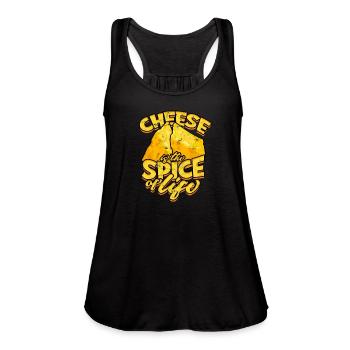 Cheese is the spice of life - Cheese - Women's Flowy Tank Top by Bella - black - Front - Julia (174cm)